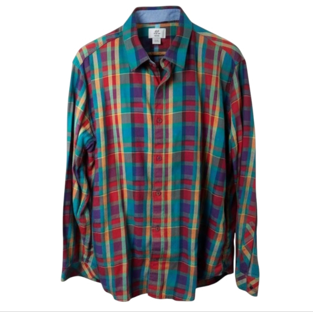 Timberland Colorful Plaid Button Down Shirt SZ XXL Slim Fit